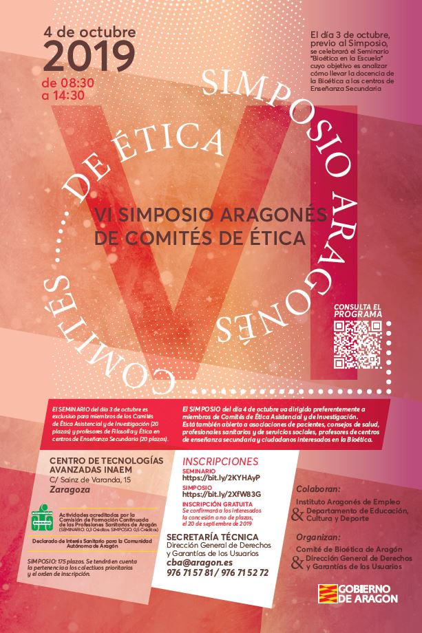 6º Simposio Aragonés de Comités de Ética. 4 de Octubre de 2019